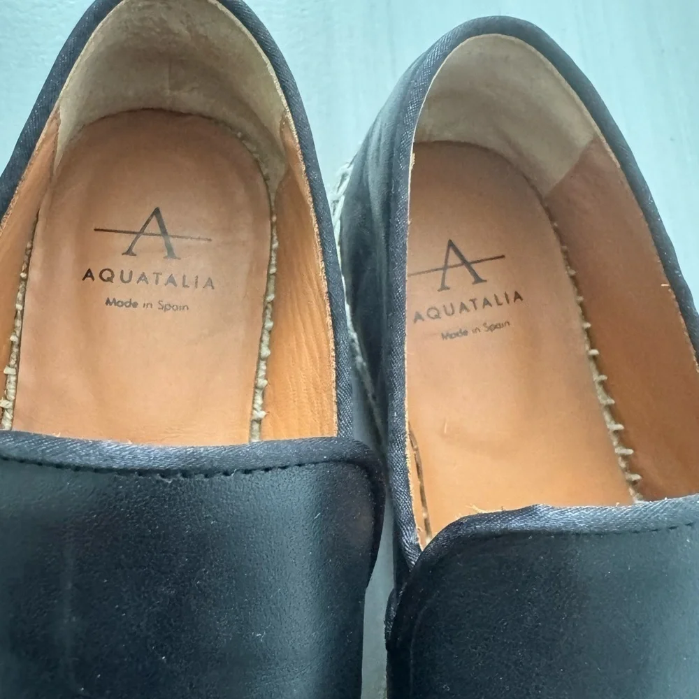 Aquatalia Black Espadrille Flats Loafers size 7 minimalist contemporary